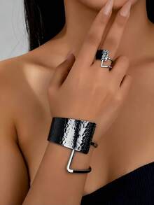 1 Set Of 3 Pcs Luxury Bohemian Necklace, Bracelet, Ring Stainless Steel Jewelry Set, Fashion Versatile High-End Jewelry Suitable For Women, Couples, Banquet, Party, Daily Wear - Yellow Gold - View 4