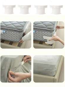 4 件灰色床单紧固件、床单夹、床单绑带，用于将床单牢牢固定到位，重型床单固定夹适合所有床垫尺寸，用于固定床单、床罩和床裙，全新床单绑带适合返校、居家、旅行 - 彩色 - 查看 14