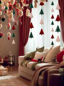 1/20/40 Peças Decoração de Natal Suprimentos para Festa - Bandeiras de Papel Penduradas de Mini Árvore de Natal 3D, Ornamento de Vitrine Festiva para Casa/Festa/Loja, Decoração Pendurada de Natal e Decorações de Papel para Feriados