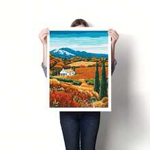 1pc Unique Countryside Digital Oil Painting, Landscape Acrylic Canvas Painting, Suitable For Home Decor, Ideal Gift For Stress Relief, Painting By Numbers, Handmade, Beginner Friendly - Multicolor - View 8