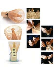 1pc Handmade Bowknot Golden Bamboo Matcha Whisk, Traditional Japanese Matcha Whisk - Organic Bamboo Matcha Whisk