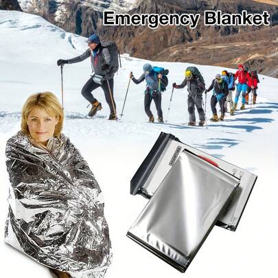 1pc Outdoor Portable Emergency Blanket, Survival Rescue Thermal Blanket For Camping, Hiking, Rescue, First Aid, Wilderness Exploration, Travel