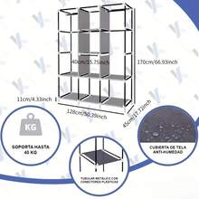 Large Capacity Freestanding Wardrobe Storage Cabinet With Shelves And Hooks, Easy To Assemble, Suitable For Bedroom, Home Office, Closet Organization, Durable Structure, Wall-Mounted Clothes And Hat Storage Rack, Portable Closet, Clothing Organizer Box, Wardrobe Shelf, Home Office Storage, Bedroom Organization, Multifunctional Shelf, Modern Closet, Large Capacity Storage, Metal Construction, Hanging Organizer, Shelf Unit, Mounted Closet Systems - màu đen - Xem 3