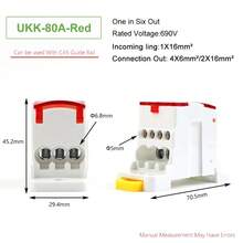 Caja divisora de un solo polo UKK80A, gran corriente, uno en múltiples líneas de derivación, divisor de riel de terminales 125A 160A 250A - Rojo-80A - Ver 9