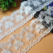 3.3 Inch/0.2 Yard Vintage Lace Satin Ribbon, Elegant Crown Satin Ribbon, Suitable For Crafts Sewing, Bridal Wedding Applique Decor, Gift Wrapping, Home Decor Table Cloth Curtain, Hat Packaging Decoration - Multicolor - View 3