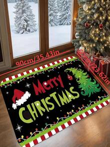 1 pieza Nuevo felpudo de bienvenida navideño, adecuado para sala de estar, dormitorio, interior - Lavable a máquina - Material de franela, envoltura delicada, amigable con la piel, sin pelusas, ligeramente resistente al agua, fácil cuidado, inodoro - Ideal para decoración del hogar, decoración de habitaciones