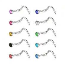 10pcs Stainless Steel Round Ball Nose Studs & Cone S-Post Nose Rings Piercing Jewelry