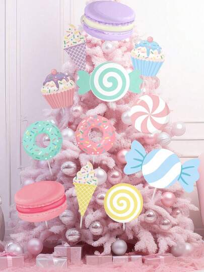 12 Pcs Christmas Decorations Pastel Christmas Decor Indoor Christmas Tree Picks Pastel Candy Xmas Ornaments Cute Candy Lollipop Picks For Xmas Tree Topper Party Decorations Home Office Holiday Props