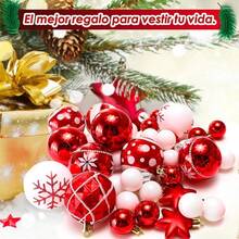 SlowTon Esferas Navideñas 44PCS, Adornos de Bolas Navidad para Árbol de Navidad, con Lazo para Colgar, Irrompibles Colgantes Bolas Decorativas Brillante para Hogar, Bodas, Fiestas, Interior y Exterior - Rojo Blanco - Ver 9