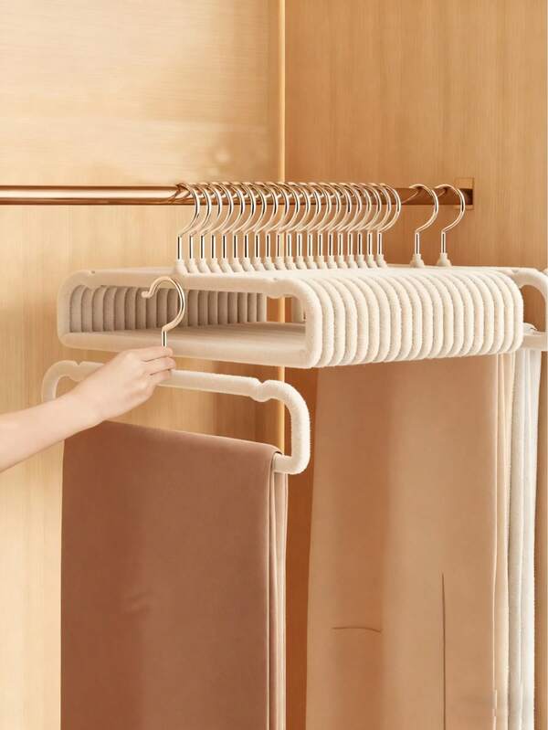 Cabides de veludo para calças 20/10/5/1 peça, cabides de veludo para calças com ganchos giratórios de 360°, organizador de guarda-roupas que economiza espaço, revestimento antiderrapante, multifuncional para jeans, cachecóis, sutiãs e toalhas, organização e armazenamento de roupas