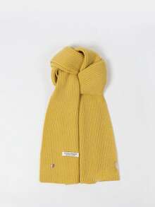 1 pieza Bufanda de punto con botón de concha de alta calidad para mujer, unicolor minimalista de moda, versátil y gruesa para el cuello, adecuada para otoño/invierno, parejas, estudiantes