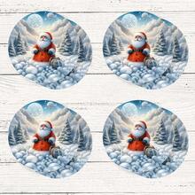 4 piezas/8 piezas Posavasos con tema navideño, almohadillas absorbentes con estampado navideño, tapetes para café, posavasos para cocina, mesa, habitación, decoración de bar, regalos navideños