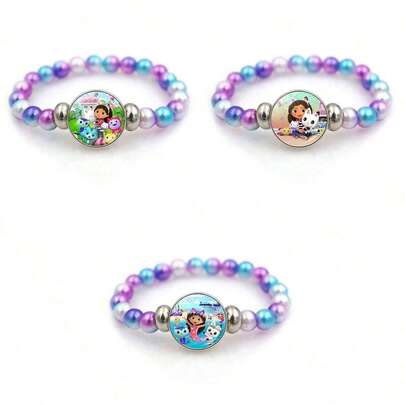 1pc Gabby Dollhouse Colored Beaded Bracelet Jewelry Bracelet Girl Gift Gift, Give To Friends And Family,Christmas Stocking Fillers,Christmas Gifts,Christmas,Christmas Decorations, Stochastic Style