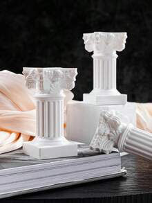Decoración artística con forma de columna romana, artesanía decorativa blanca para decoración del hogar, mejor regalo para cumpleaños y graduación - Blanco - Ver 4