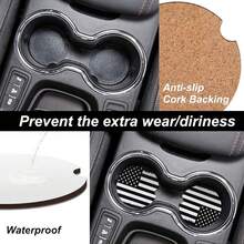 nuevoPosavasos absorbentes para automóvil, paquete de 2, posavasos de piedra de cerámica con muesca de dedo para mujeres y mujeres, base de corcho para bebidas de 2. 56 pulgadas, bonitos accesorios para automóviles, regalos – Bandera estadounidense de Estados Unidos, color negro y blanco - 1 - Ver 3