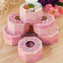 10 hộp bánh Donut hồng tiệc sinh nhật - Hộp quà Donut lục giác với thiết kế đa thức, Bao bì tráng miệng màu pastel cho quà tặng đám cưới, Trang trí tiệc sinh nhật, Kẹo hoặc sô cô la - Kết cấu giấy chắc chắn, Tổ chức sự kiện - Hồng - Xem 5