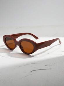 1pc Retro Oval Lip Shaped Fashion Glasses, Fashionable & Slimming Face Design, Suitable For Men And Women - Multicolor - View 1