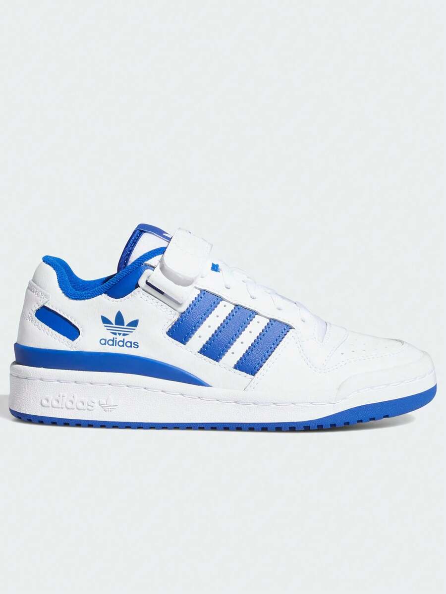 阿迪达斯 (ADIDAS) Adidas Originals FORUM Low J 复古款，轻便耐穿，防滑低帮滑板鞋，白蓝配色，经典魔术贴运动滑板鞋，儿童款 - 藍白色 - 查看 1