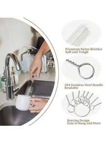 10 قطع فرشاة تنظيف قش الشرب، فرشاة تنظيف القش، فرشاة تنظيف الأنابيب والزجاجات