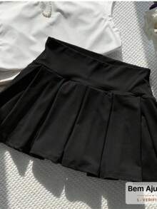 Pleated Short Skirt Summer 2026 - Black - View 2