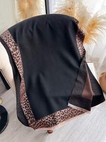 1 Khăn choàng cổ điều hòa không khí bằng vải cashmere giả hai mặt màu thời trang đa năng cho nữ, dày và ấm áp để sử dụng hàng ngày, mặc vào mùa thu/đông - màu đen - Xem 3