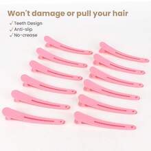 12pcs Crocodile Hair Clips, No-Crease Duckbill Hair Clips, Women & Girls Hair Styling Accessories - Multicolor - View 3