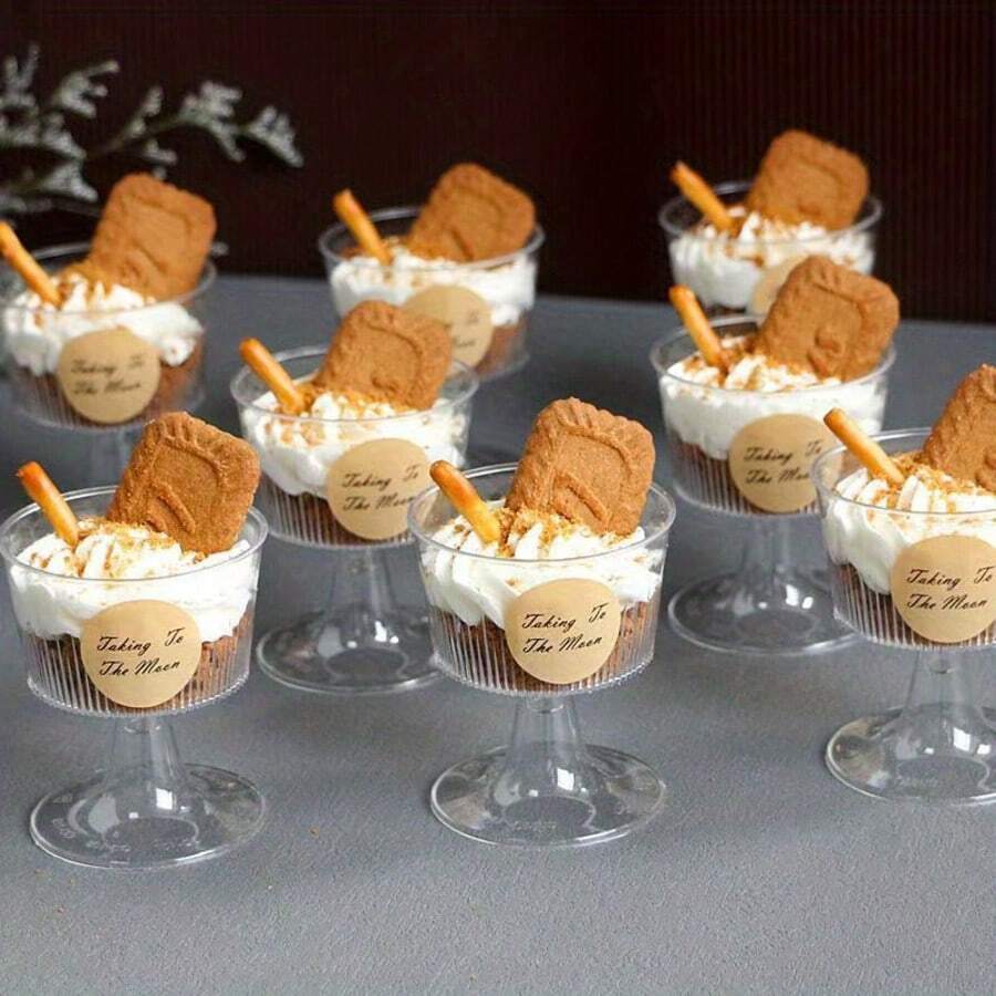 10/25/50 Tazze da dessert da 120ml (confermare le specifiche e le dimensioni prima dell'acquisto), tazze di plastica per feste, adatte per espresso, tiramisù, budino, cheesecake, pasticcini, mousse, ecc. Riutilizzabili, adatte per feste di compleanno, matrimoni, Ognissanti, Natale e Capodanno. (Bicchiere di plastica - Cupcake - Decorazione matrimonio - Decorazione compleanno)