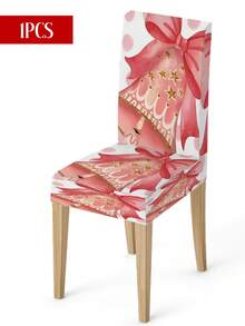 Funda elástica de poliéster para silla de Navidad, con diseños de árbol de Navidad rosa, renos, Papá Noel y cajas de regalo. Funda protectora lavable para respaldo de silla, adecuada para decoración del hogar, comedor, sala de estar y cocina (1 pieza/4 piezas/6 piezas/20 piezas)