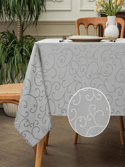 1pc Farmhouse Style Jacquard Tablecloth, Delicate Crochet Pattern Polyester Tablecloth, Suitable For Room Decor, Kitchen, Family Gathering, Wedding, Afternoon Tea, Dining, Cafe, Restaurant, Brunch, Buffet, Party And Other Indoor/Outdoor