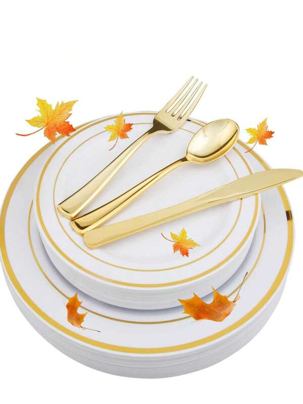 25 piezas Platos de postre de 19cm con borde dorado, platos cuadrados transparentes con puntos dorados brillantes, adecuados para Navidad, bodas al aire libre, fiestas