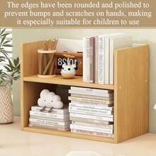 Bookshelf Desktop Storage Rack Small Desk Bookshelf Double Layer Wooden Bookcase Office Supplies Storage Rack Suitable For Home Office Kitchen - As Pic - View 7
