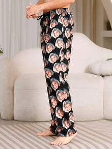 Pantaloni personalizabili, unici și confortabili, imprimeuri foto personalizate, cadouri, expresii distractive care înlocuiesc pantalonii inedite, material ușor și respirabil, cu uscare rapidă, material confortabil, o alegere drăguță pentru prieteni/parteneri, petreceri/cadouri de ziua de naștere - Negru - Vizualizare 9