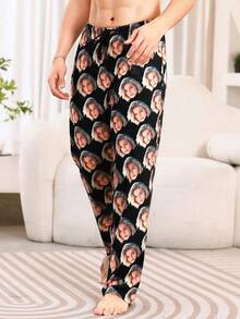 Pantaloni personalizabili, unici și confortabili, imprimeuri foto personalizate, cadouri, expresii distractive care înlocuiesc pantalonii inedite, material ușor și respirabil, cu uscare rapidă, material confortabil, o alegere drăguță pentru prieteni/parteneri, petreceri/cadouri de ziua de naștere - Negru - Vizualizare 6