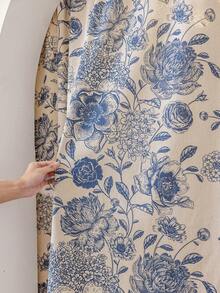 1 pieza Cortina divisoria de habitación con estampado floral azul vintage, flecos beige, diseño sin varilla, fácil instalación, lavable, división de habitación, cortina corta de cocina, protección de privacidad, decoración del hogar, adecuada para sala de estar, dormitorio, cocina, entrada, armario, fiesta temática, todo el año - flores azules - Ver 9