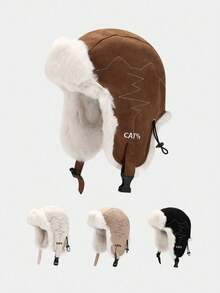 1pc Unisex Winter Hat, Water-Resistant Fabric, Fleece-Lined With Ear Flaps, Suitable For Outdoor Activities And Casual Wear Fall