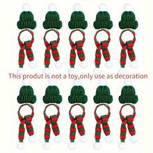20 Stück, Mini Weihnachtsmütze, Mini Weihnachtsmütze und Schal Set, Mini Weihnachts-Strickmütze, Kleine Weihnachtsmannmütze für Weinflaschen, Weihnachtsdekoration, Weihnachtsfeiern, Weihnachten