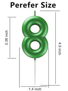 Green Number Birthday Cake Candles, Metallic Wax Cake Decorations, Suitable For Birthday, Anniversary, Gender Reveal, Bachelorette Party, Graduation - Princess Theme, No Feathers, Multi-Purpose Celebration Candles, No Electricity Required - Green - View 8