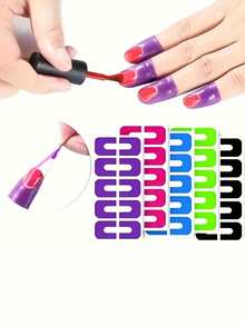 4 piezas Película protectora en forma de U para uñas - Pegatinas flexibles de látex sin olor para manicura, previene derrames de esmalte de uñas, impresión y protección contra manchas - Herramientas y accesorios para el cuidado de las uñas sin fragancia (color aleatorio) - Multicolor - Ver 2