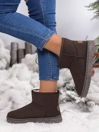 1 Pair Classic Short Snow Boots, Thick Sole Versatile Women Short Boots, Soft Bottom Comfortable Student Boots