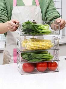 1/3/6 件透明厨房储物盒 - 多用途食品储存容器，适用于冰箱、冰柜和食品储藏室 - 非常适合水果、蔬菜、肉类等 - 耐用的 ABS 塑料，易于清洁，非常适合冰箱储物盒、收纳盒、冰箱储物套装、厨房储物盒。 - 彩色 - 查看 5