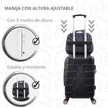 Juego 18 Pulgadas + Neceser Ligera Doble Llanta Candado Fijo Sin Documentar Resistente - Negro - Ver 5