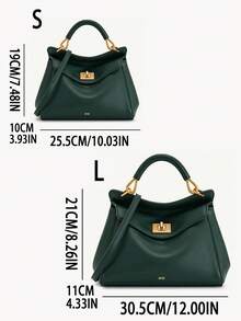 扣环设计时尚单肩包，适合派对和日常使用的多功能手提包 - 墨綠色 - 查看 2