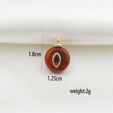 1pc Copper Geometric Natural Stone Pendant, DIY Micro-Inlaid Diamond, Agate, Turquoise Bracelet, Necklace, Earrings, Charms, Fashionable & Versatile Jewelry Accessories - Multicolor - View 18