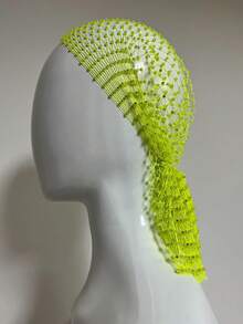 Sparkly Rhinestone Decor Women Caps Hollow Out Fishnet Hole Full Face Mask Headscarf Hats Party, School