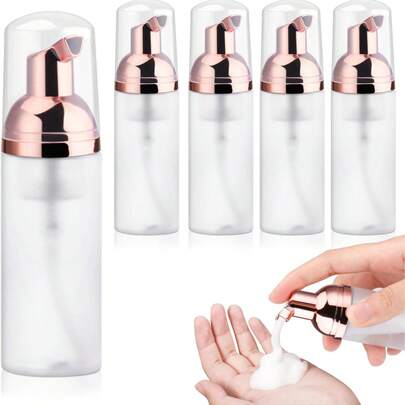 2/3Pcs 50ml/1.7oz Clear Plastic Frosted Foam Bottles With Rose Gold Pump Head Empty Mini Soap Dispenser Refillable Mousse Bottles For Shampoo Shower Gel Hand Soap Foaming