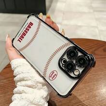 Funda de Teléfono Transparente y Suave a Prueba de Golpes con Patrón de Béisbol para 17 16 15 14 13 12 11 Pro X XR XS 8 Plus - Colores mixtos - Ver 4