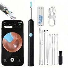 Ear Wax Removal, Ear Cleaner With Camera And Light, Ear Wax Removal Kit With9 Pcs Set, Ear Wax Removal Tool Camera With 1080P, Ear Cleaning Kit With 6 Spoons, Ear Camera For IOS & Android - Black - View 2