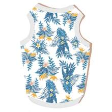1pc Pet Hawaiian Vest, Animal Style Dog T-Shirt With Floral & Coconut Tree Print, Breathable Dog Vest Suitable For Small To Medium Pets, All Season Beach Dog Clothes