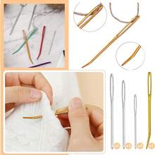 Bộ 16 chiếc/Bộ 12 kim thép không gỉ + 4 móc len nhiều màu kèm hộp đựng và xỏ chỉ, dùng để may vá, đan móc, đan len tự làm (Mọi kiểu dáng và màu sắc ngẫu nhiên) - Nhiều màu - Xem 5
