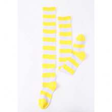 Long Striped Socks Over Knee Thigh High Stockings For Women Girls Cosplay Costumes Party Accessories - Trắng và Vàng - Xem 4